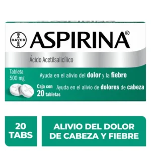 Aspirina Analgesico Para Dolor de Cabeza y Fiebre 20 Tabletas 500 mg