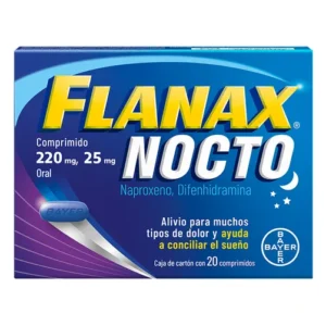 Flanax Nocto Naproxeno Difenhidramina Caja con 20 Comprimidos 220 mg